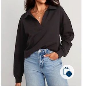 Slouchy Polo Pullover Sweatshirt for Women